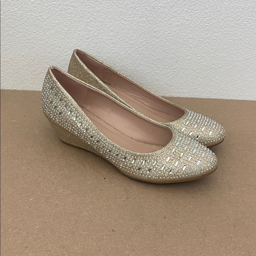 Forever 21 Glittering Gold Wedges
